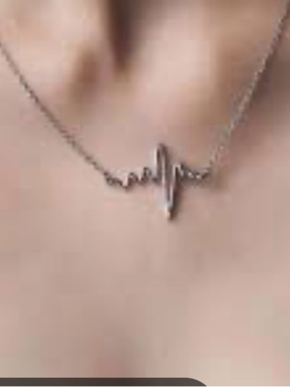 Sterling Silver Heartbeat Wave Necklace - Silver
